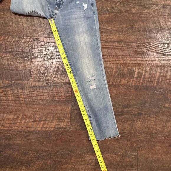 DECJUBA Jeans Boyfriend Mid Rise Ankle Distressed Blue Denim AUS Size 8 US 4 New - Picture 8 of 11